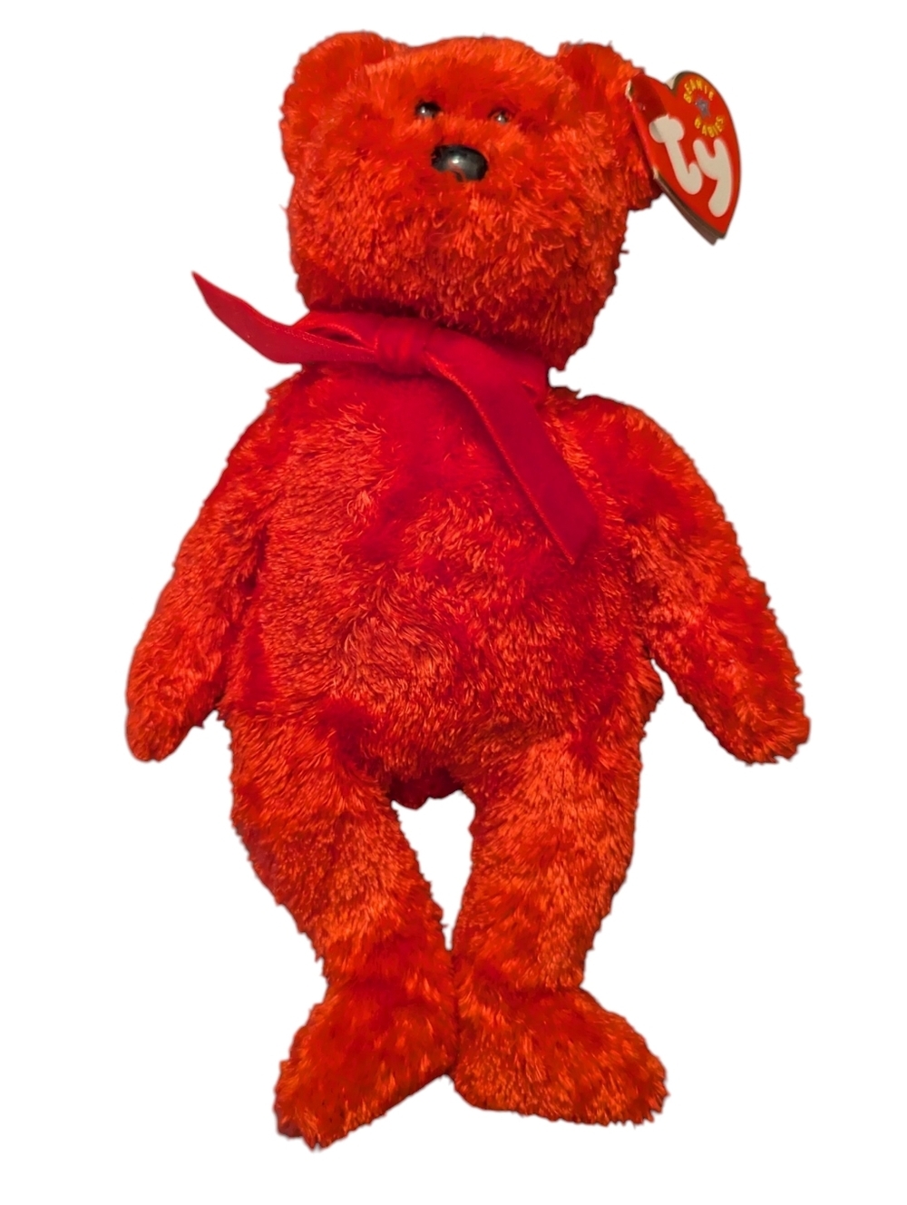 Ty Beanie Baby Sizzle the Bear 2001 Retired Red Fuzzy Plush Toy MWMT NWT